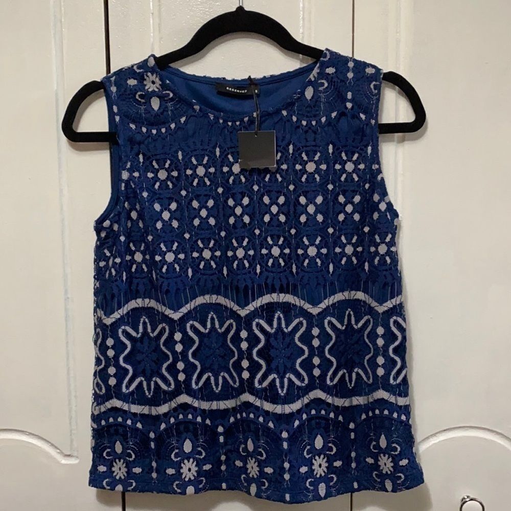 NWT Reserved Gray/Blue Blouse S